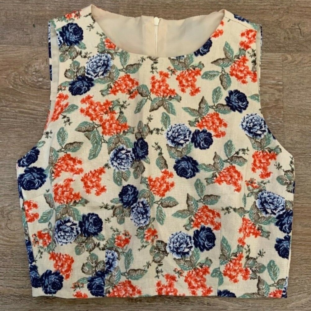ASOS Floral Tapestry Lined Crop Top XS